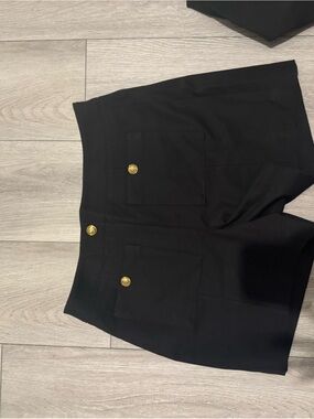 White House Black Market Black High-Waist Shorts with Gold Buttons